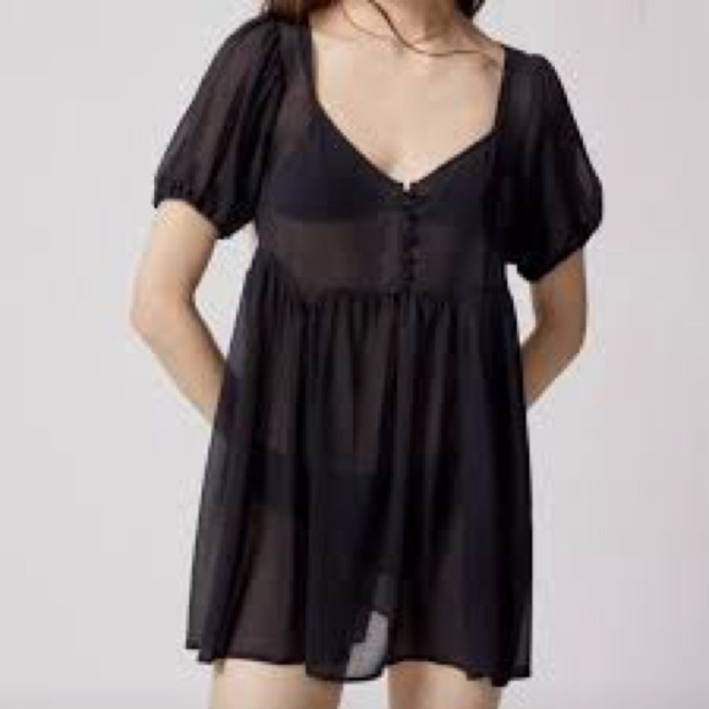 URBAN OUTFITTERS Lace-trim Babydoll Mini Dress